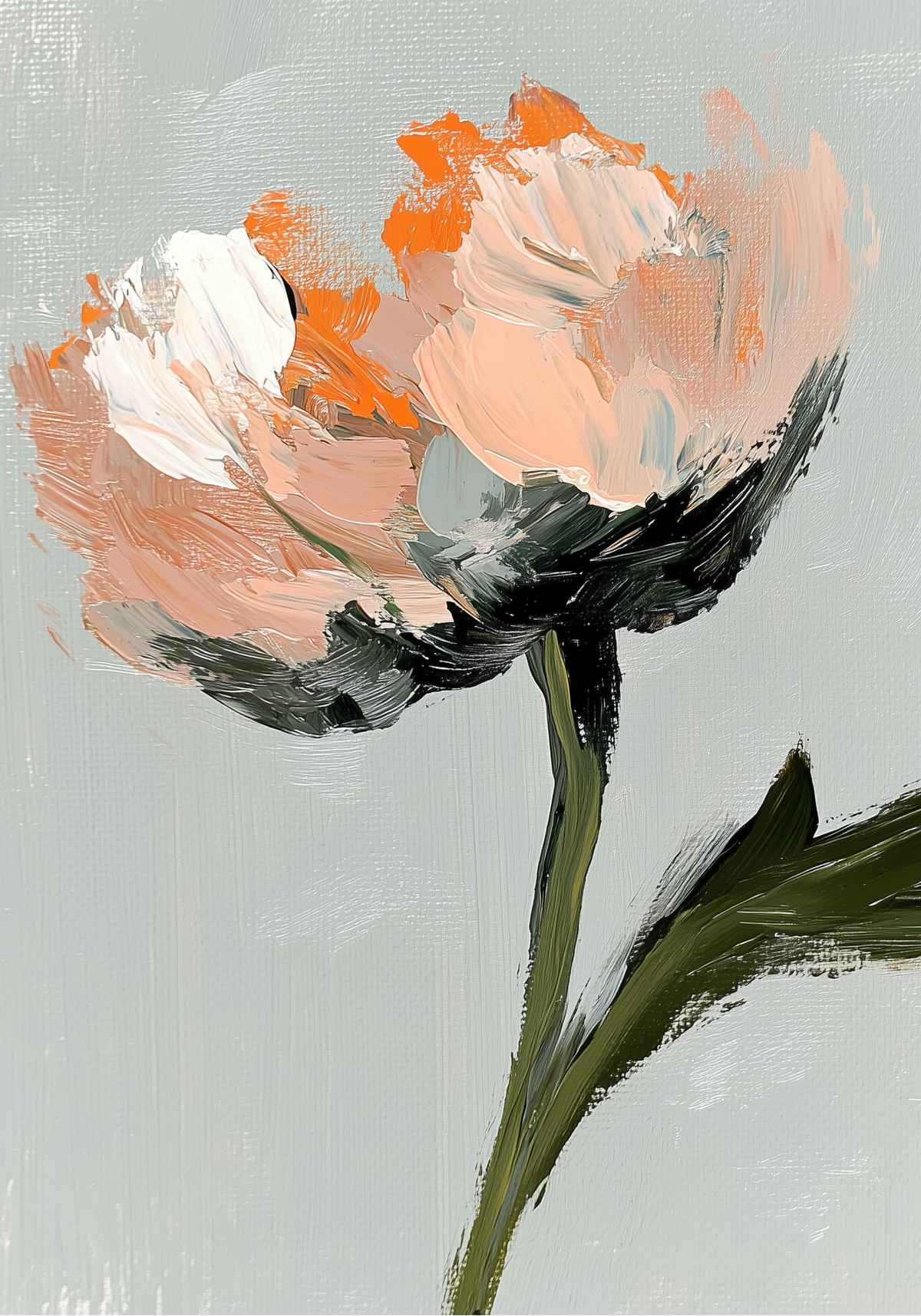 Abstract floral Peach and White – stilfullt konsttryck från Bozetto, tryckt på matt finpapper