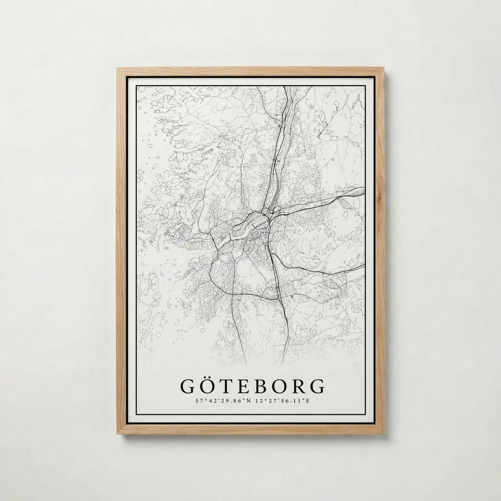 Göteborg Karta poster i flera storlekar – jämför mått och välj rätt hos Bozetto i hög tryckkvalitet
