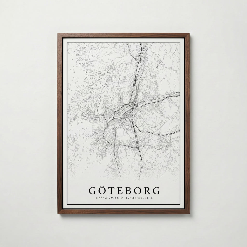 Storleksjämförelse för Göteborg Karta affisch – Bozetto erbjuder flera populära format