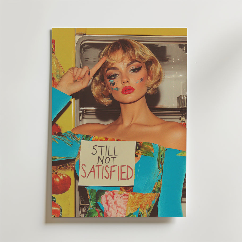 Still Not Satisfied Retro – stilfullt konsttryck från Bozetto, tryckt på matt finpapper