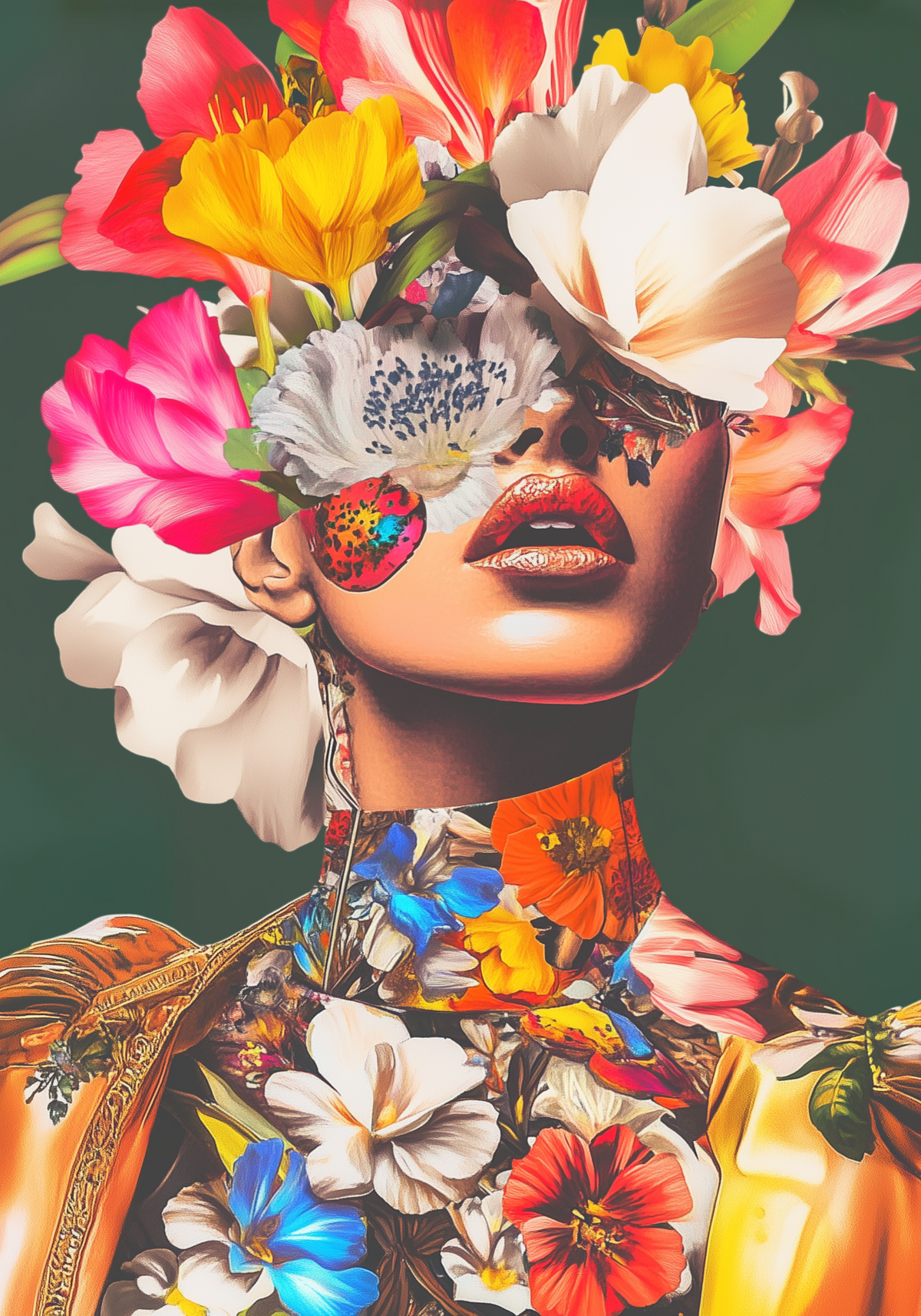 Floral Mask Portrait – affisch med snyggt motiv, köp enkelt hos Bozetto i flera storlekar