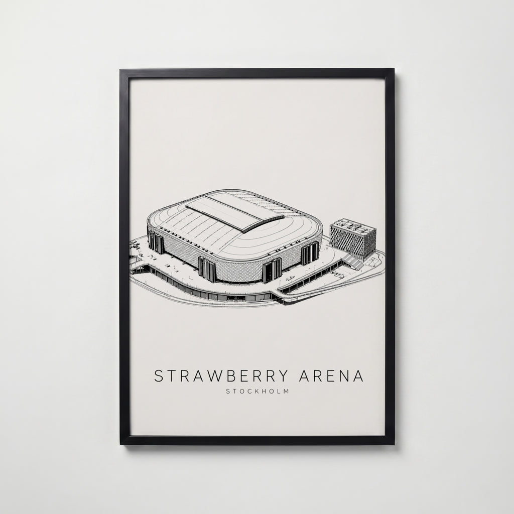 Strawberry Arena i svart ram på vägg – köp enkelt hos Bozetto affisch i hög kvalitet