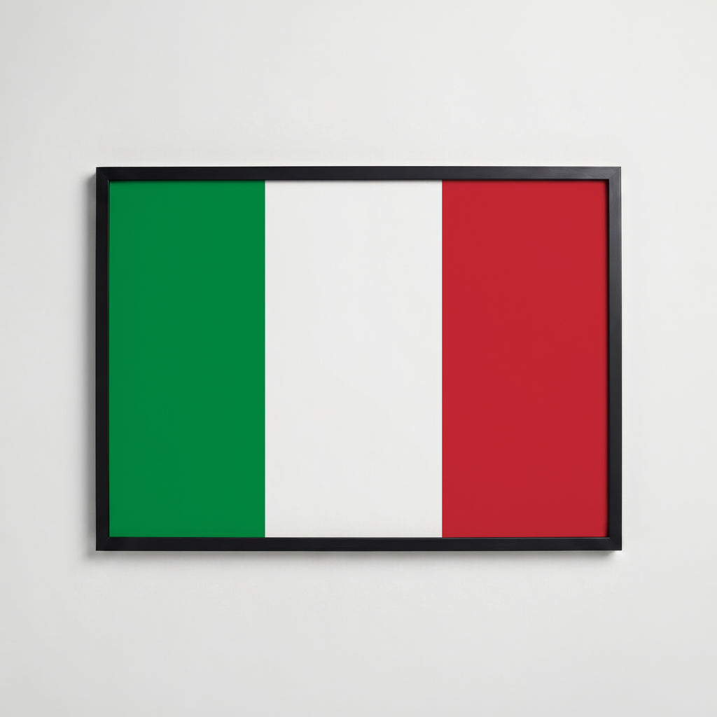 Italy National Flag Poster i svart ram – stilren konsttryck som väggdekor från Bozetto