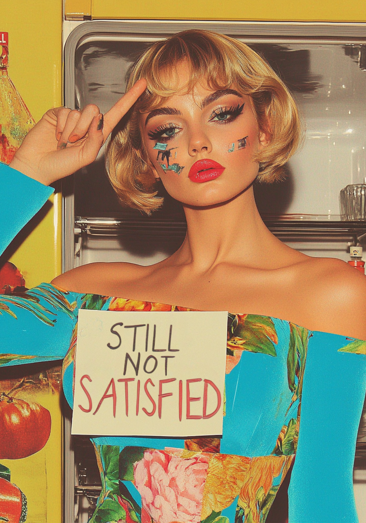 Still Not Satisfied Retro poster visad rakt fram – Bozetto affisch i hög tryckkvalitet