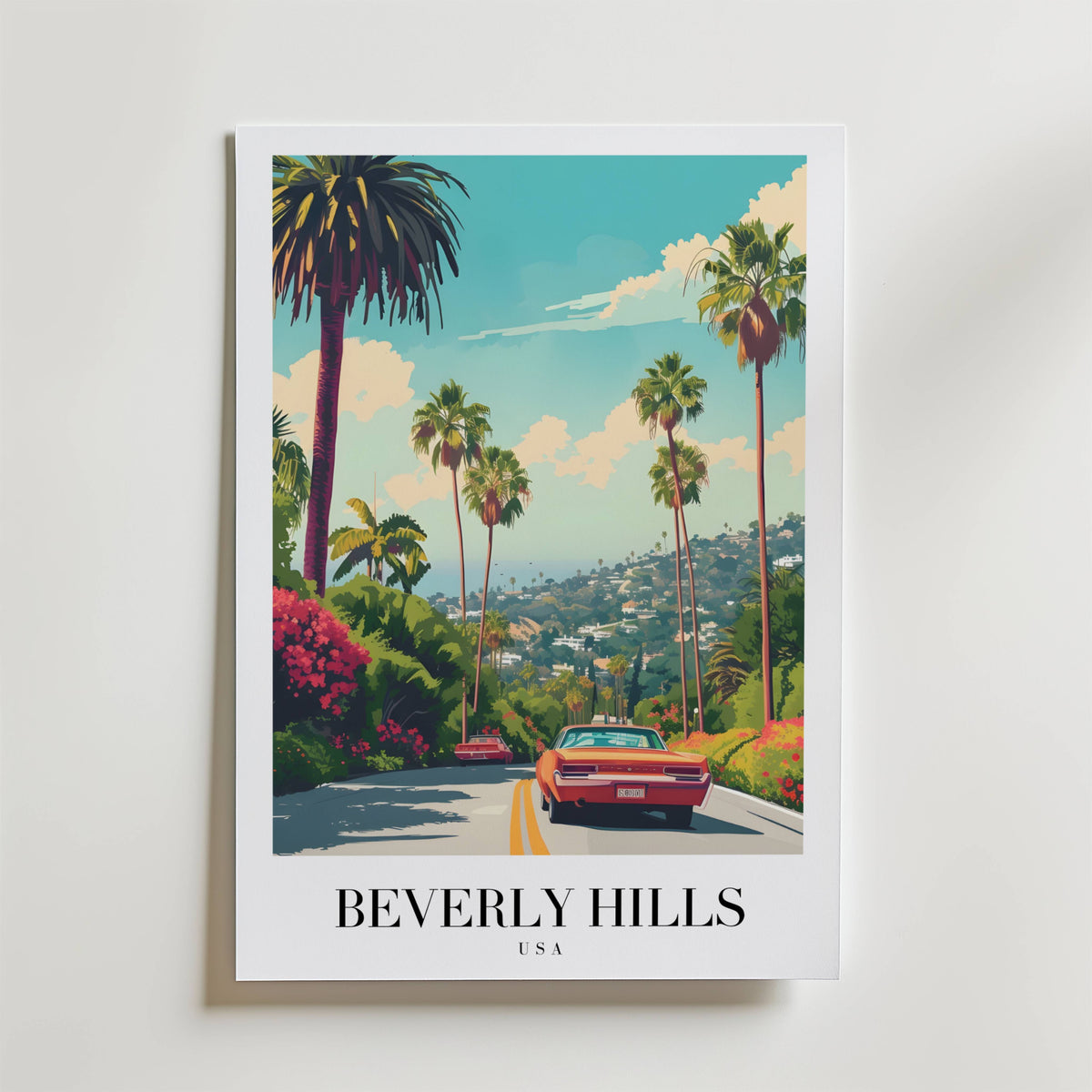 The Beverly Hills – stilfullt konsttryck från Bozetto, tryckt på matt finpapper i hög tryckkvalitet