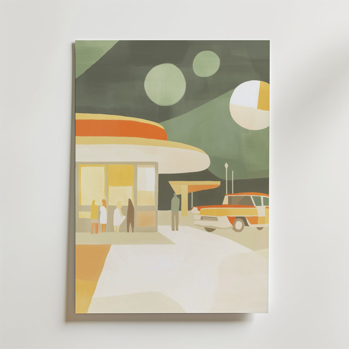 Orbit Café – stilfullt konsttryck från Bozetto, tryckt på matt finpapper i hög tryckkvalitet