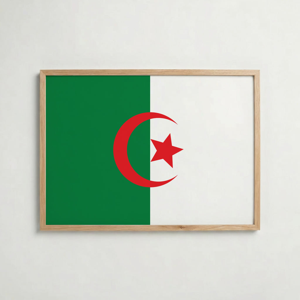 Algeria National Flag Poster i ekram – inramad konsttryck för stilren inredning hos Bozetto