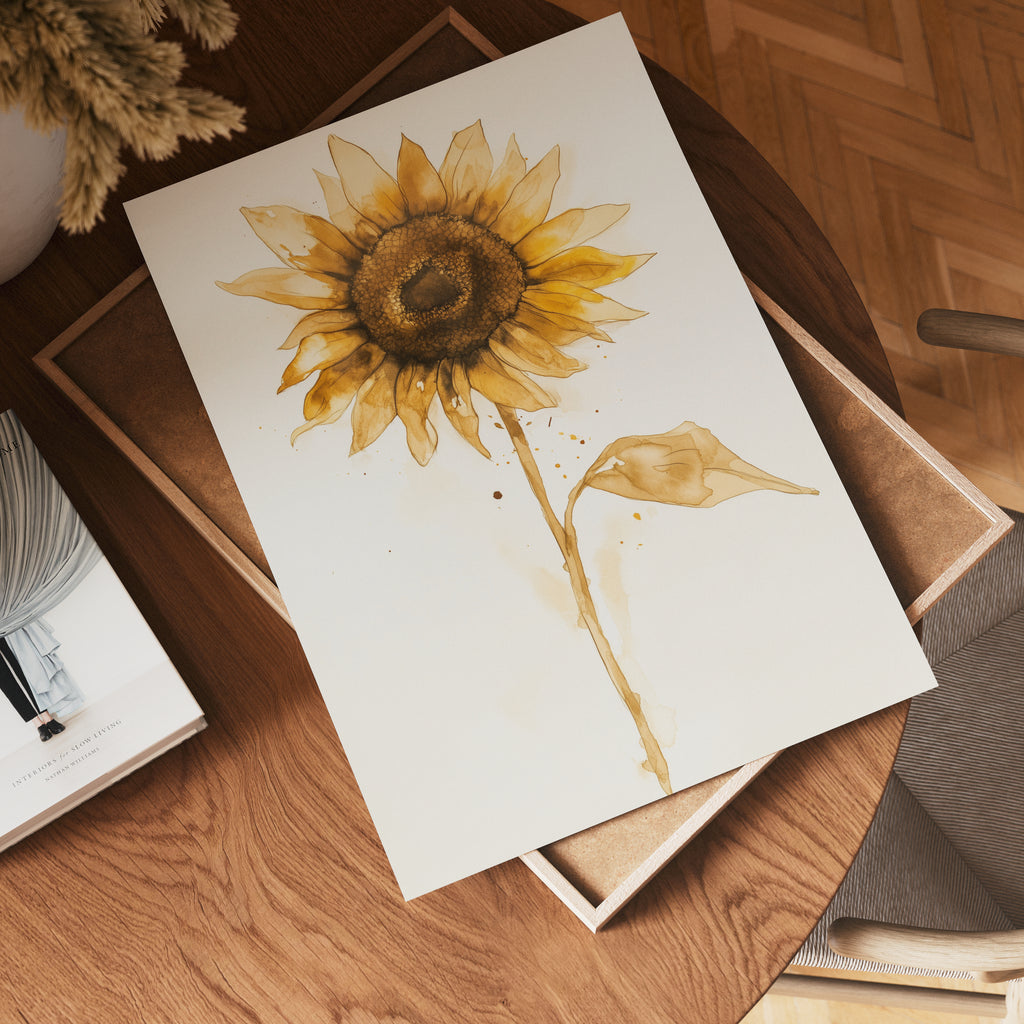 Watercolor sunflower Floral – affisch med stilfullt motiv från Bozetto i hög kvalitet