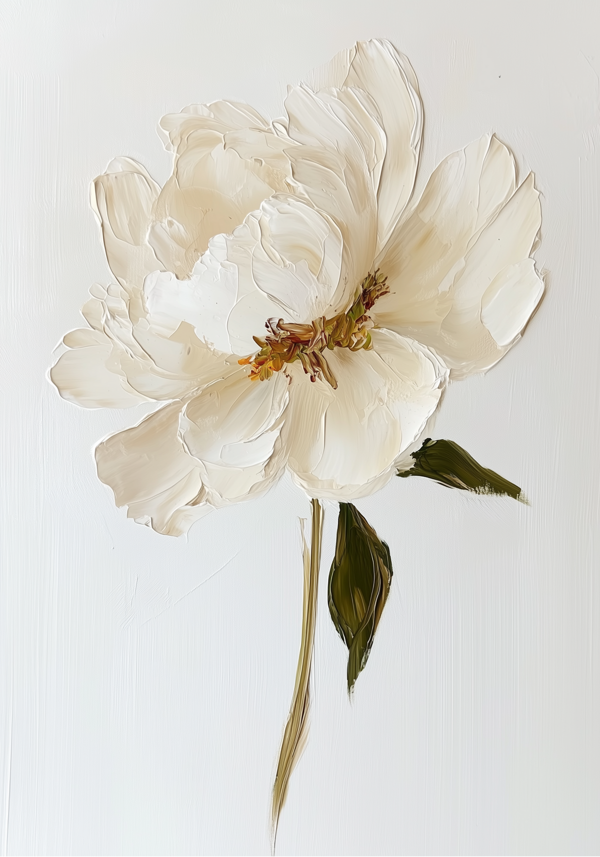 Elegant white floral oil poster visad rakt fram – Bozetto affisch i hög tryckkvalitet