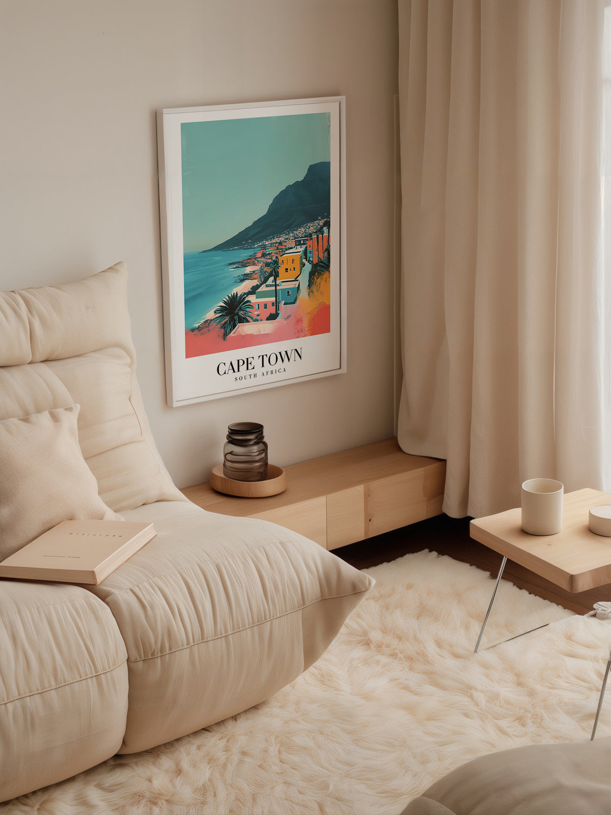 Mockup av Cape Town By The Sea affisch på vägg – köp enkelt hos Bozetto i hög kvalitet