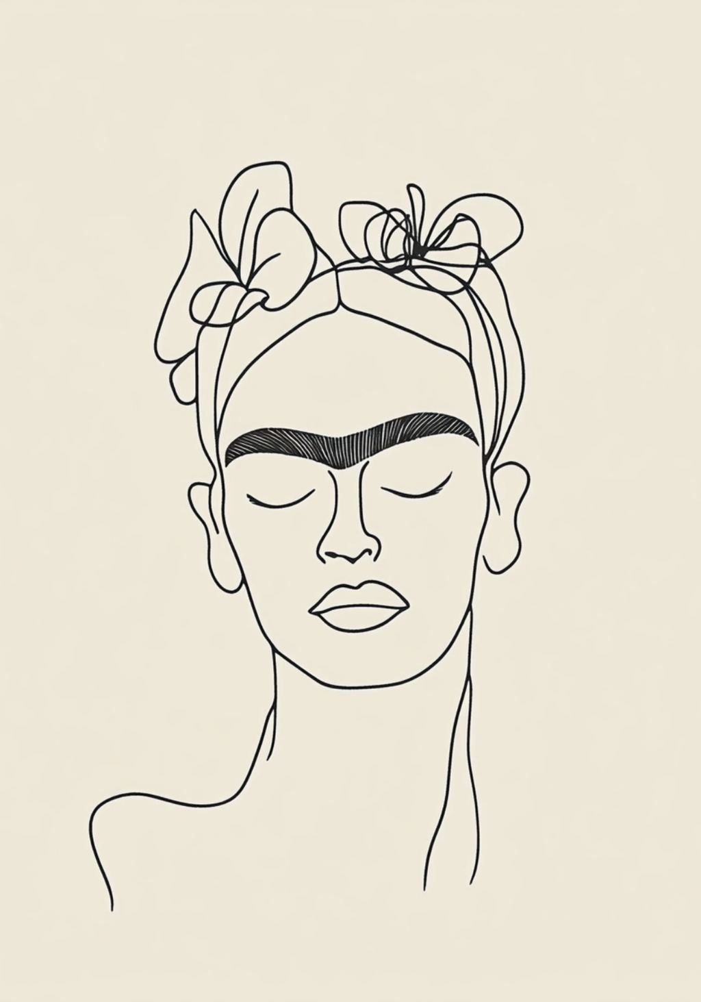 Frida Inspired Line Art No.2 poster visad rakt fram – Bozetto affisch i hög tryckkvalitet