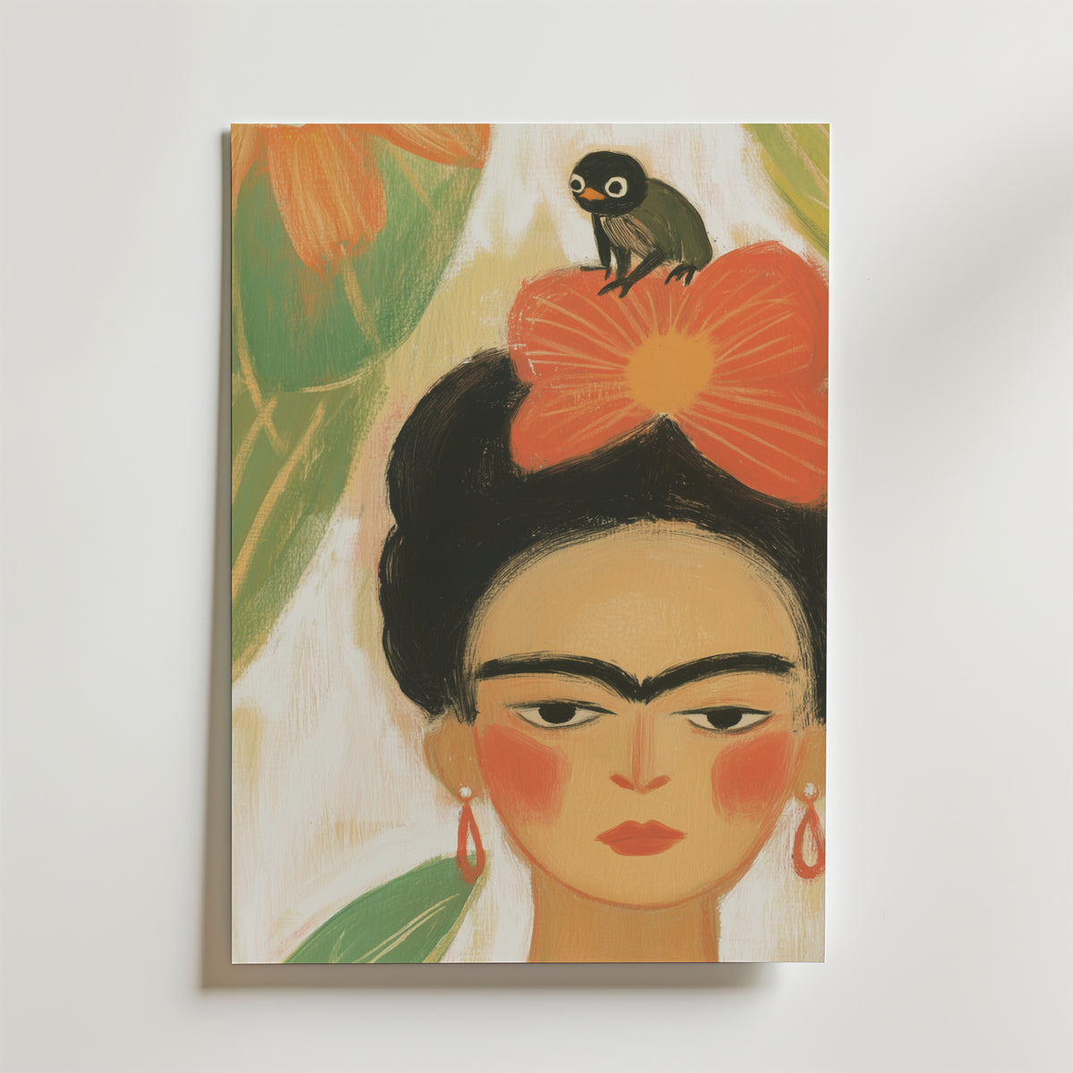 Frida Kahlo With a Frog – stilfullt konsttryck från Bozetto, tryckt på matt finpapper