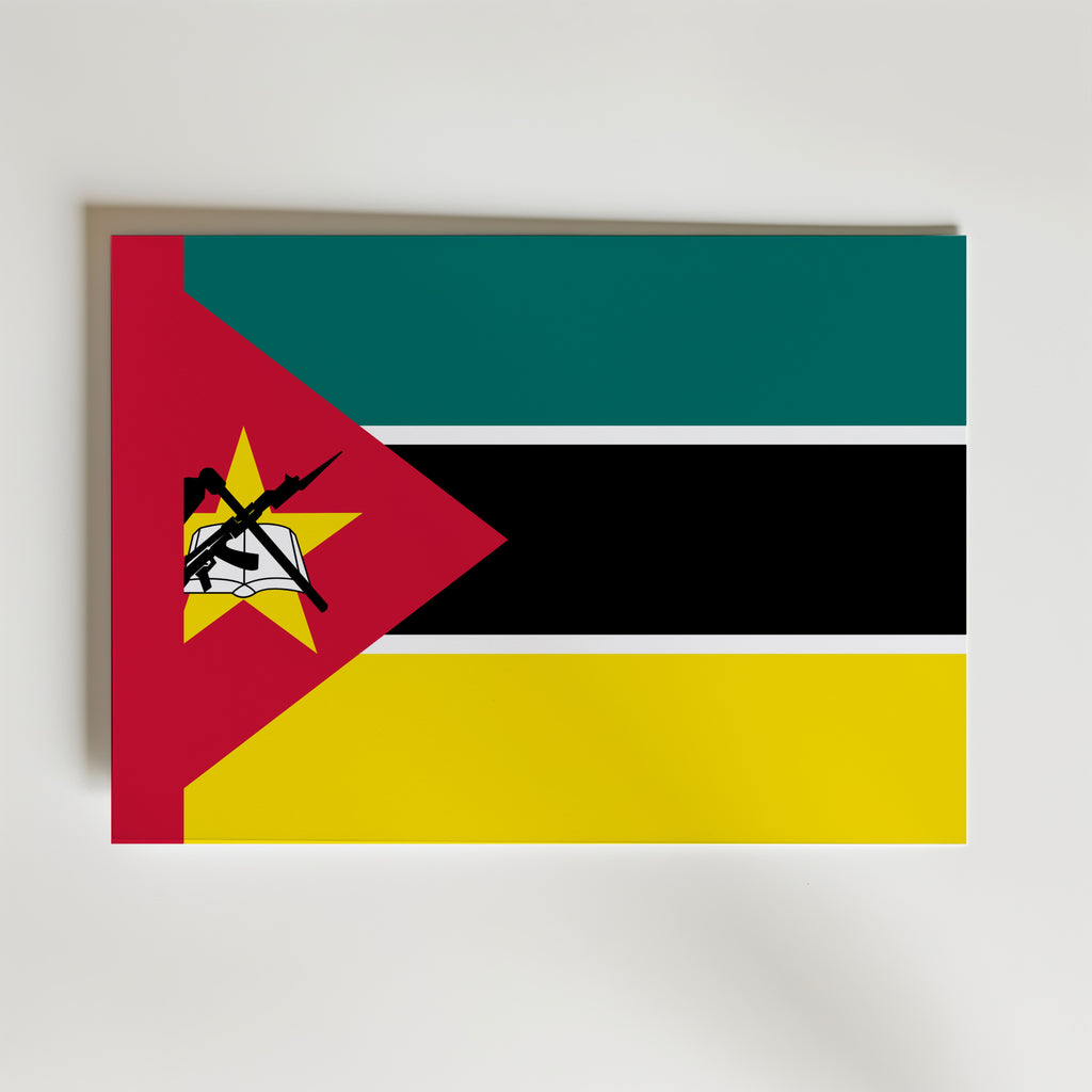 Mozambique National Flag Poster – modern konst och stilren konsttryck för hemmet hos Bozetto