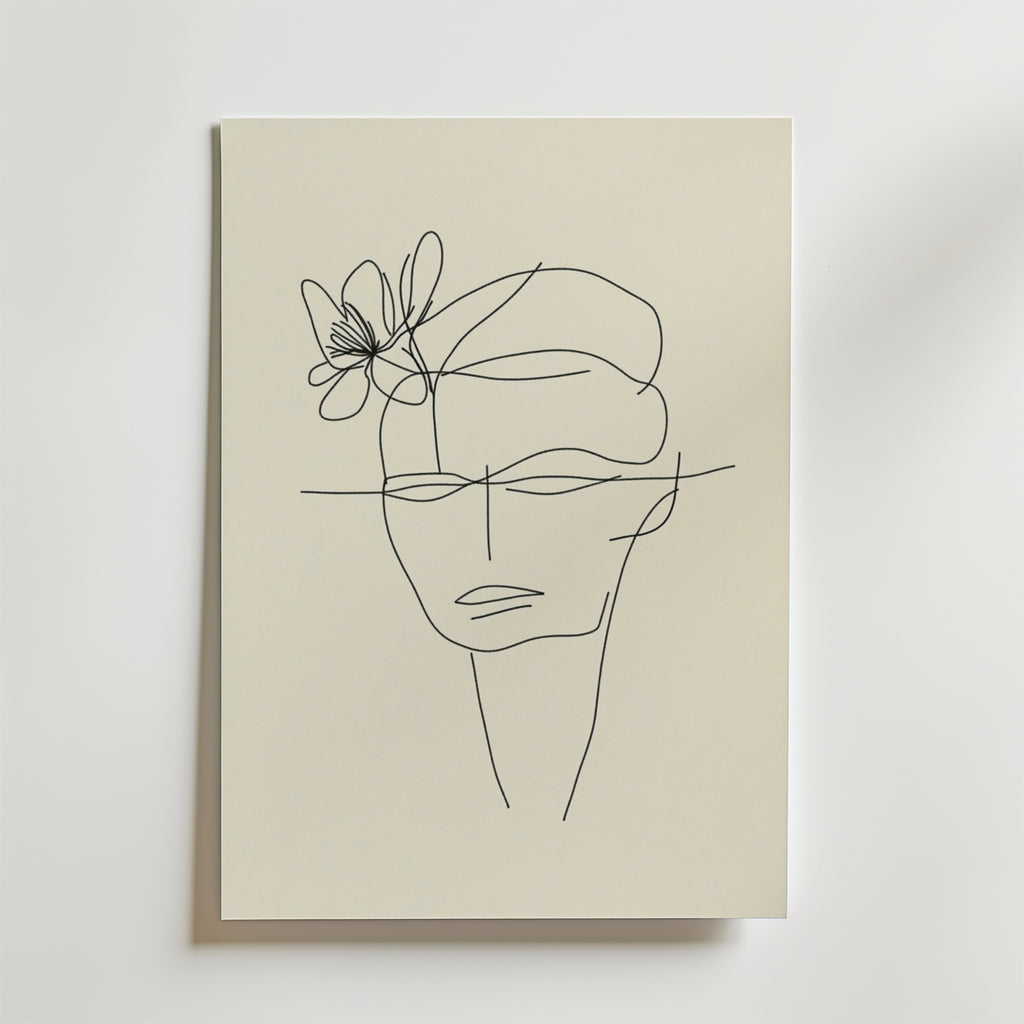 Floral Mind Line Art – stilfullt konsttryck från Bozetto, tryckt på matt finpapper