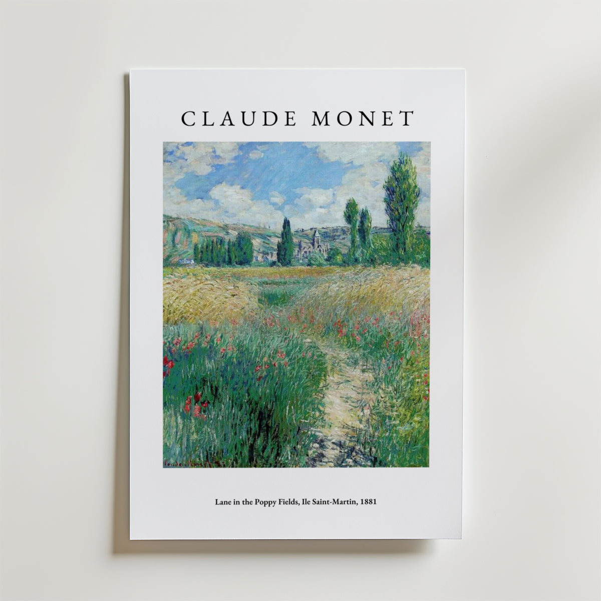Claude Monet Lane In The Poppy affisch på neutral bakgrund – poster från Bozetto