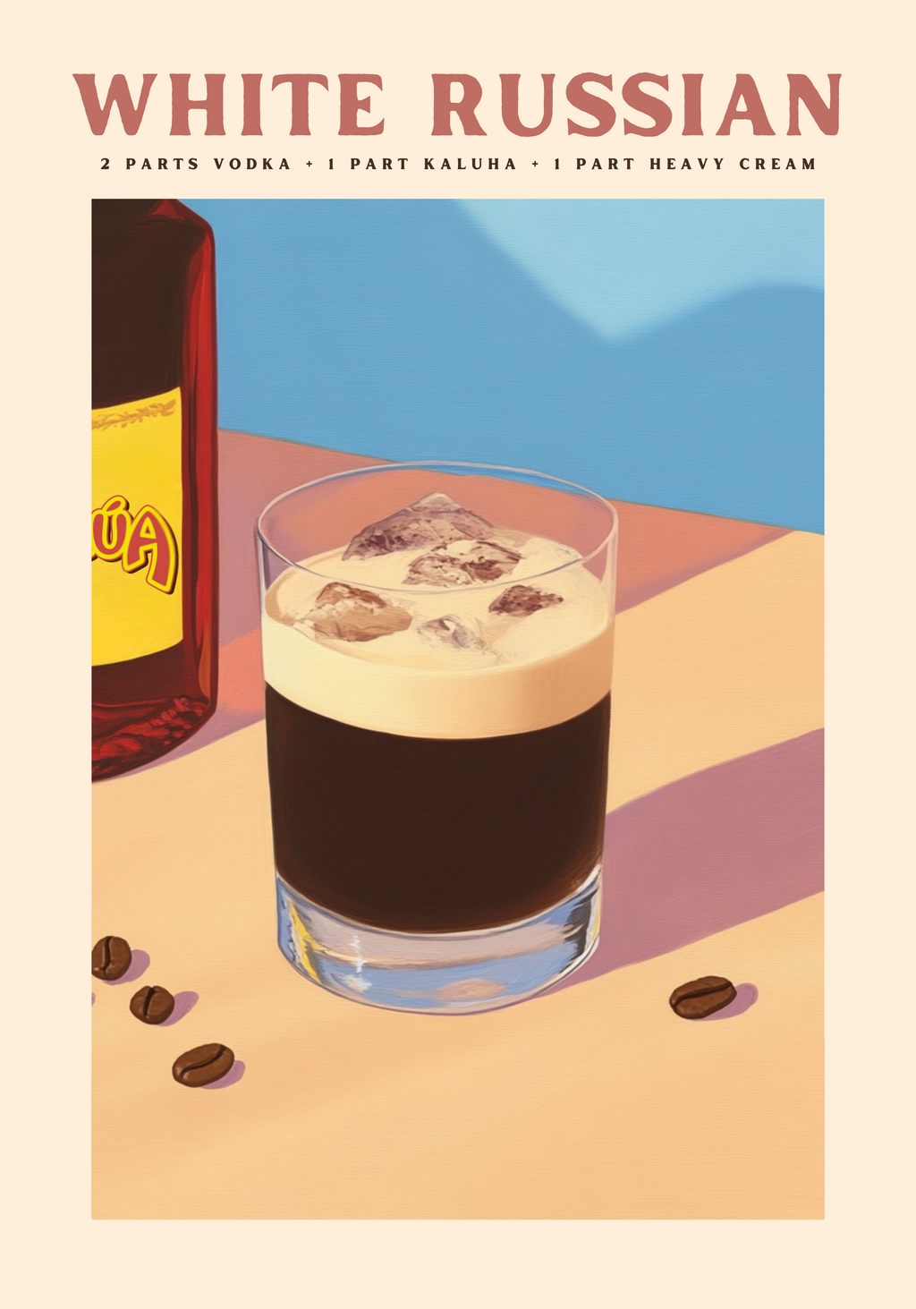 White Russian Cocktail poster visad rakt fram – Bozetto affisch i hög tryckkvalitet