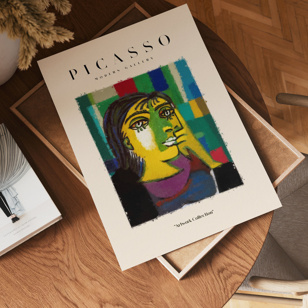 Picasso Vibrant Femme Portrait – stilfullt konsttryck från Bozetto, tryckt på matt finpapper