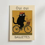 French Baguette Cat – stilfullt konsttryck från Bozetto, tryckt på matt finpapper