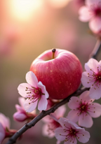 Apple Bloom konsttryck på vit bakgrund – elegant Bozetto affisch för hemmet i hög tryckkvalitet