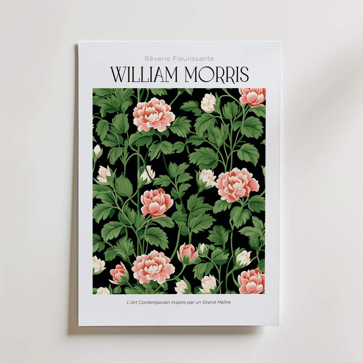 William Morris Rose Garden Bloom affisch på neutral bakgrund – poster från Bozetto