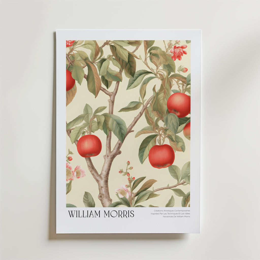 William Morris Crimson Orchard affisch på neutral bakgrund – poster från Bozetto