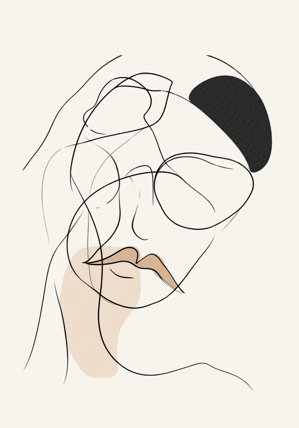 Attitude Line Art Woman poster visad rakt fram – Bozetto affisch i hög tryckkvalitet