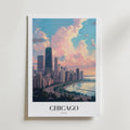 Chicago Skyline Reflections – stilfullt konsttryck från Bozetto, tryckt på matt finpapper