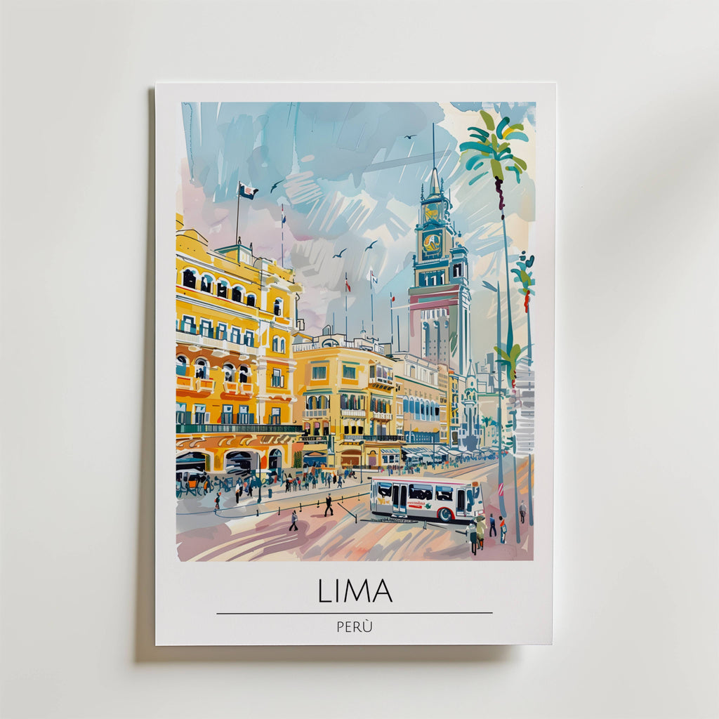 Lima Cityscape – stilfullt konsttryck från Bozetto, tryckt på matt finpapper i hög tryckkvalitet