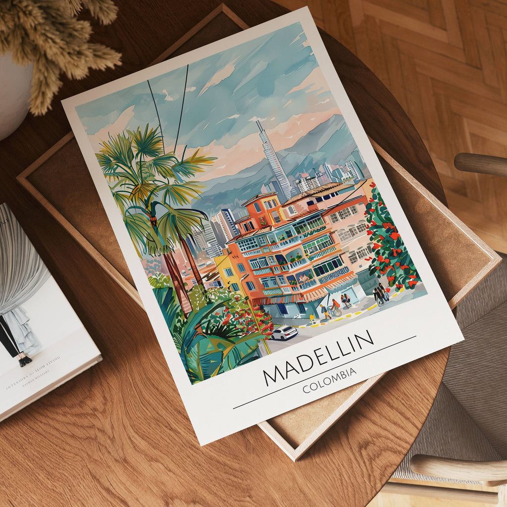 Medellín Skyline & Color – affisch med stilfullt motiv från Bozetto i hög kvalitet