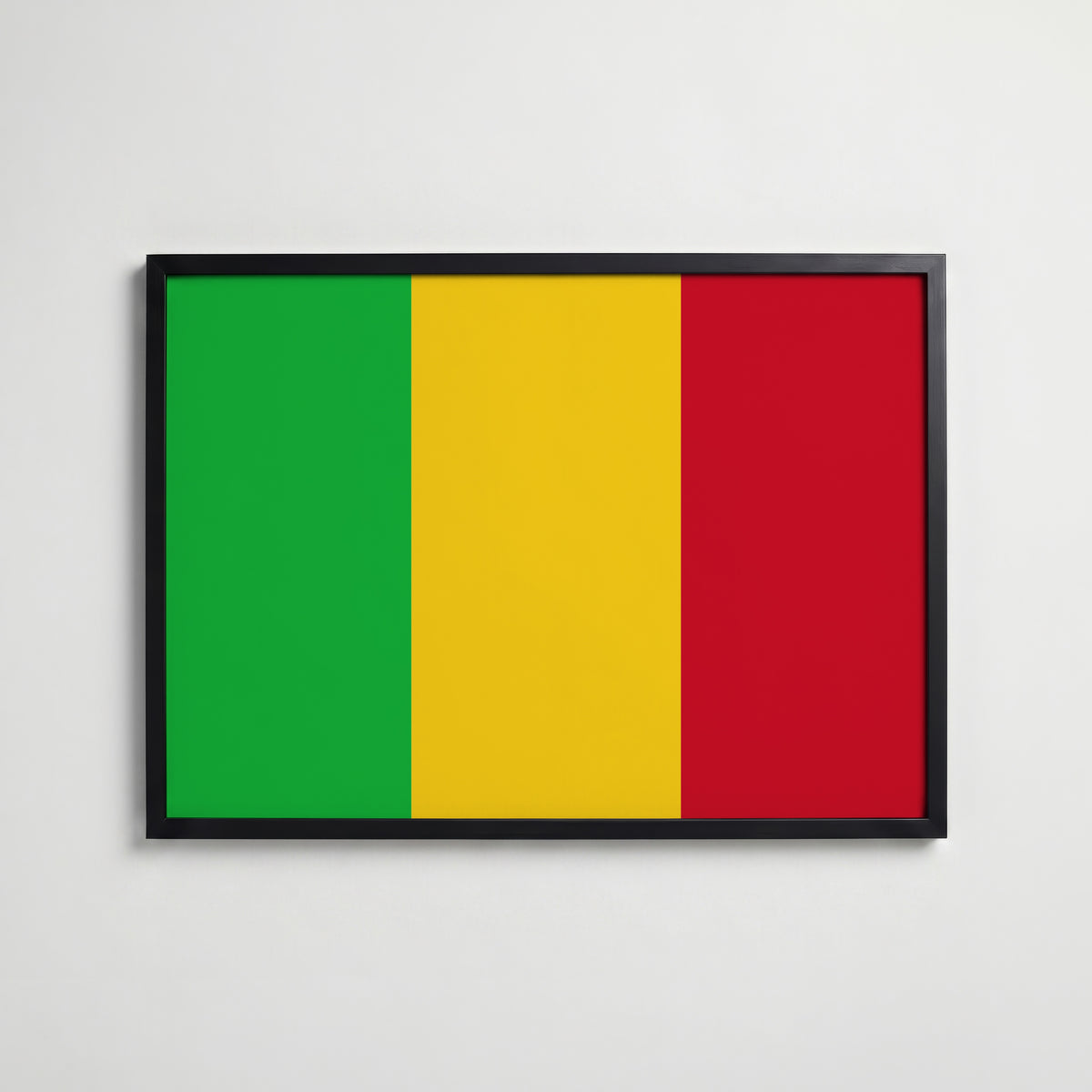 Mali National Flag Poster i svart ram – stilren konsttryck som väggdekor från Bozetto