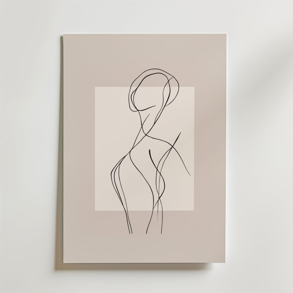 Curvy Line Art Woman – stilfullt konsttryck från Bozetto, tryckt på matt finpapper