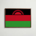 Malawi National Flag Poster i valnötsram – varm konstaffisch för hemmet från Bozetto