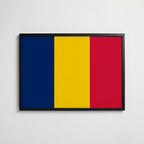 Chad National Flag Poster i svart ram – stilren konsttryck som väggdekor från Bozetto