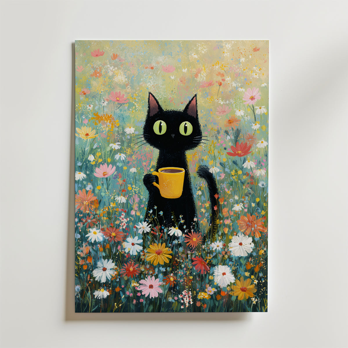 Morning Coffee Cat – stilfullt konsttryck från Bozetto, tryckt på matt finpapper
