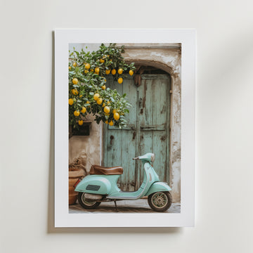 Italian Vespa – stilfullt konsttryck från Bozetto, tryckt på matt finpapper i hög tryckkvalitet
