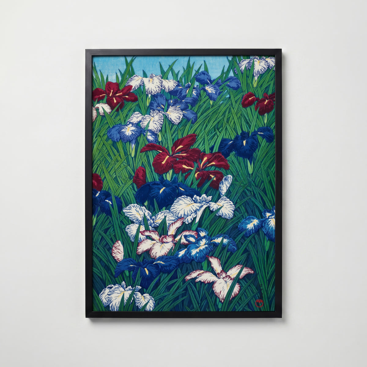 Ayame (Iris) Kawase Hasui i svart ram på vägg – köp enkelt hos Bozetto affisch i hög kvalitet