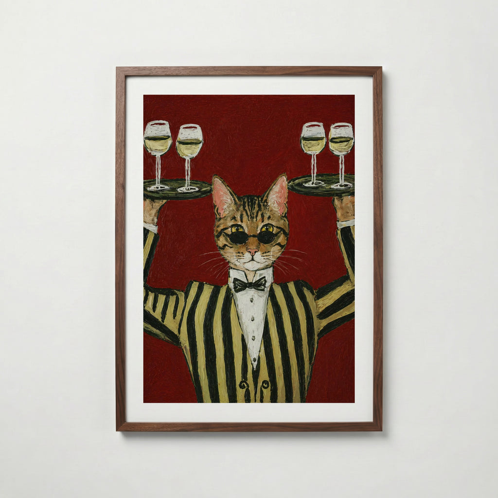 Champagne Cat i valnötsram med mörkt trä – köp enkelt hos Bozetto i hög kvalitet
