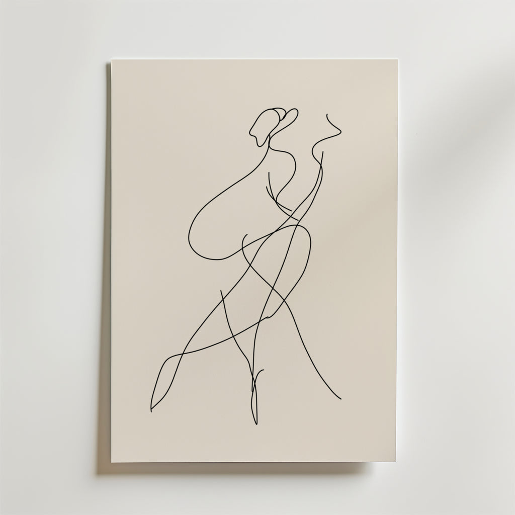 Elegant Line Art Woman – stilfullt konsttryck från Bozetto, tryckt på matt finpapper