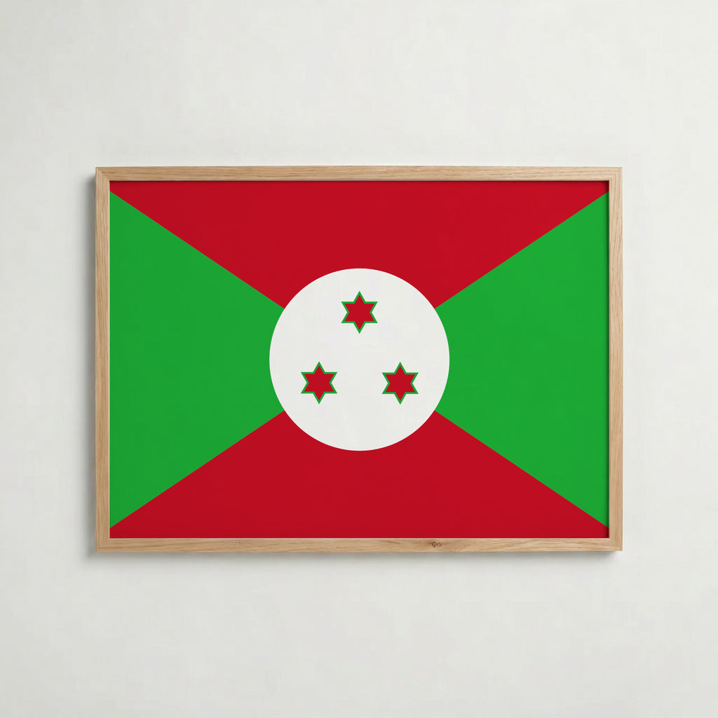Burundi National Flag Poster i ekram – inramad konsttryck för stilren inredning hos Bozetto
