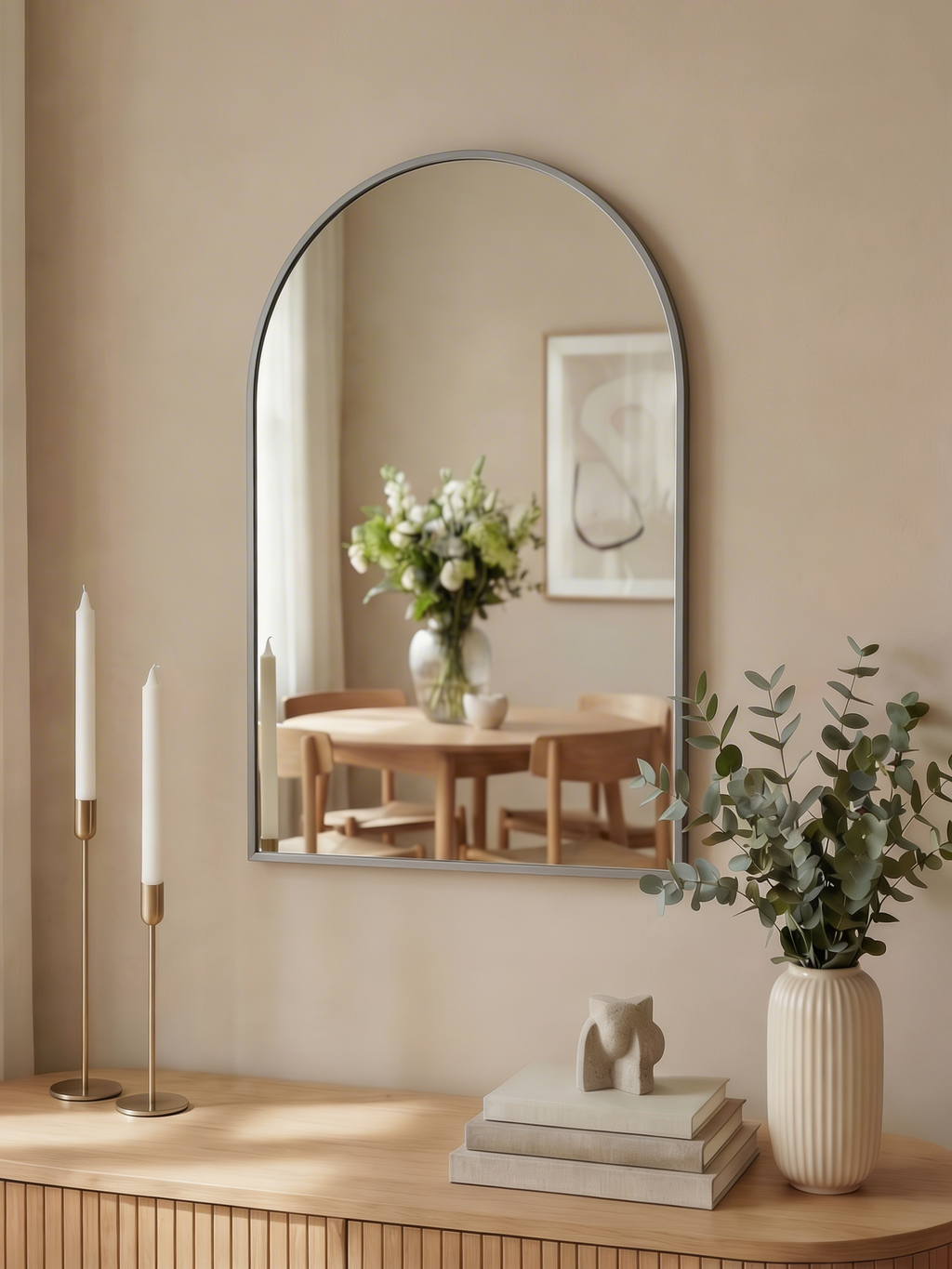 Sävelången – Lustro łukowe ze srebrną ramą 50 × 75 cm