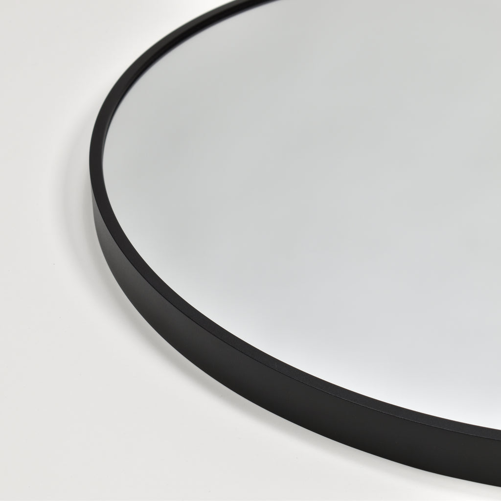 Åsnen – Okrągłe lustro z czarną metalową ramą 80 cm