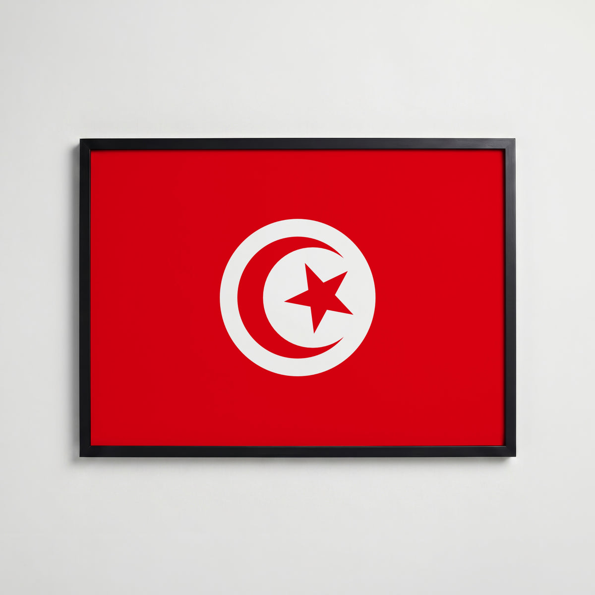 Tunisia National Flag Poster i svart ram – stilren konsttryck som väggdekor från Bozetto