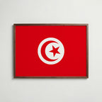 Tunisia National Flag Poster i valnötsram – varm konstaffisch för hemmet från Bozetto