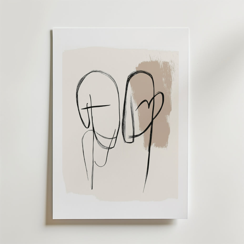 Minimal Heart Connection – stilfullt konsttryck från Bozetto, tryckt på matt finpapper