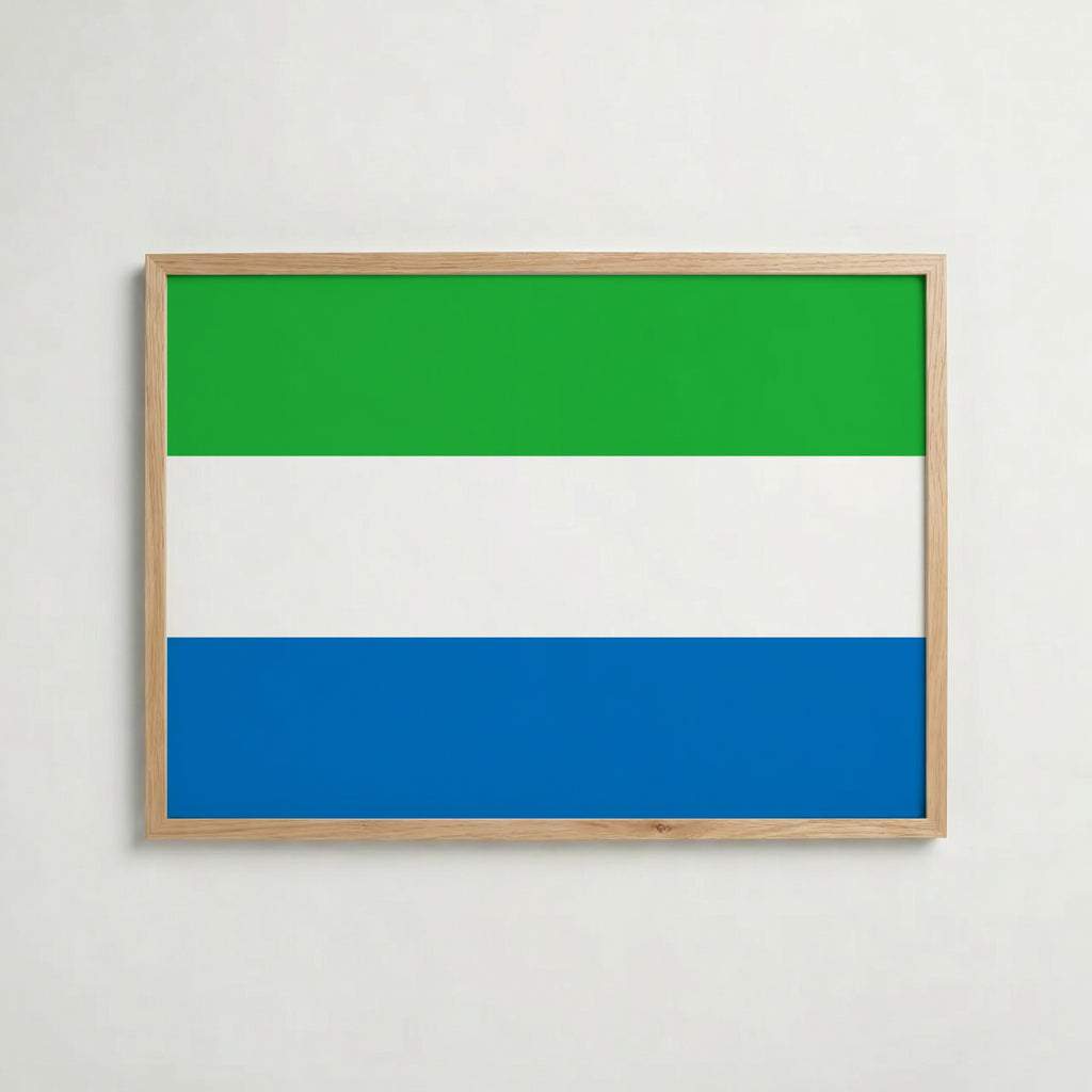 Sierra Leone National Flag Poster i ekram – inramad konsttryck för stilren inredning hos Bozetto