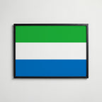Sierra Leone National Flag Poster i svart ram – stilren konsttryck som väggdekor från Bozetto