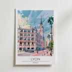 Lyon Historic Street View – stilfullt konsttryck från Bozetto, tryckt på matt finpapper