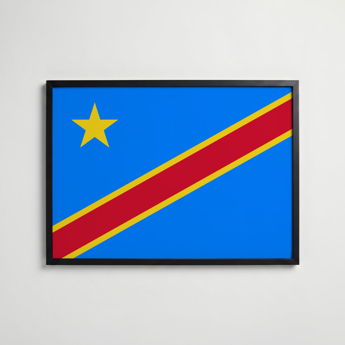 DR Congo National Flag Poster i svart ram – stilren konsttryck som väggdekor från Bozetto