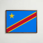 DR Congo National Flag Poster i valnötsram – varm konstaffisch för hemmet från Bozetto