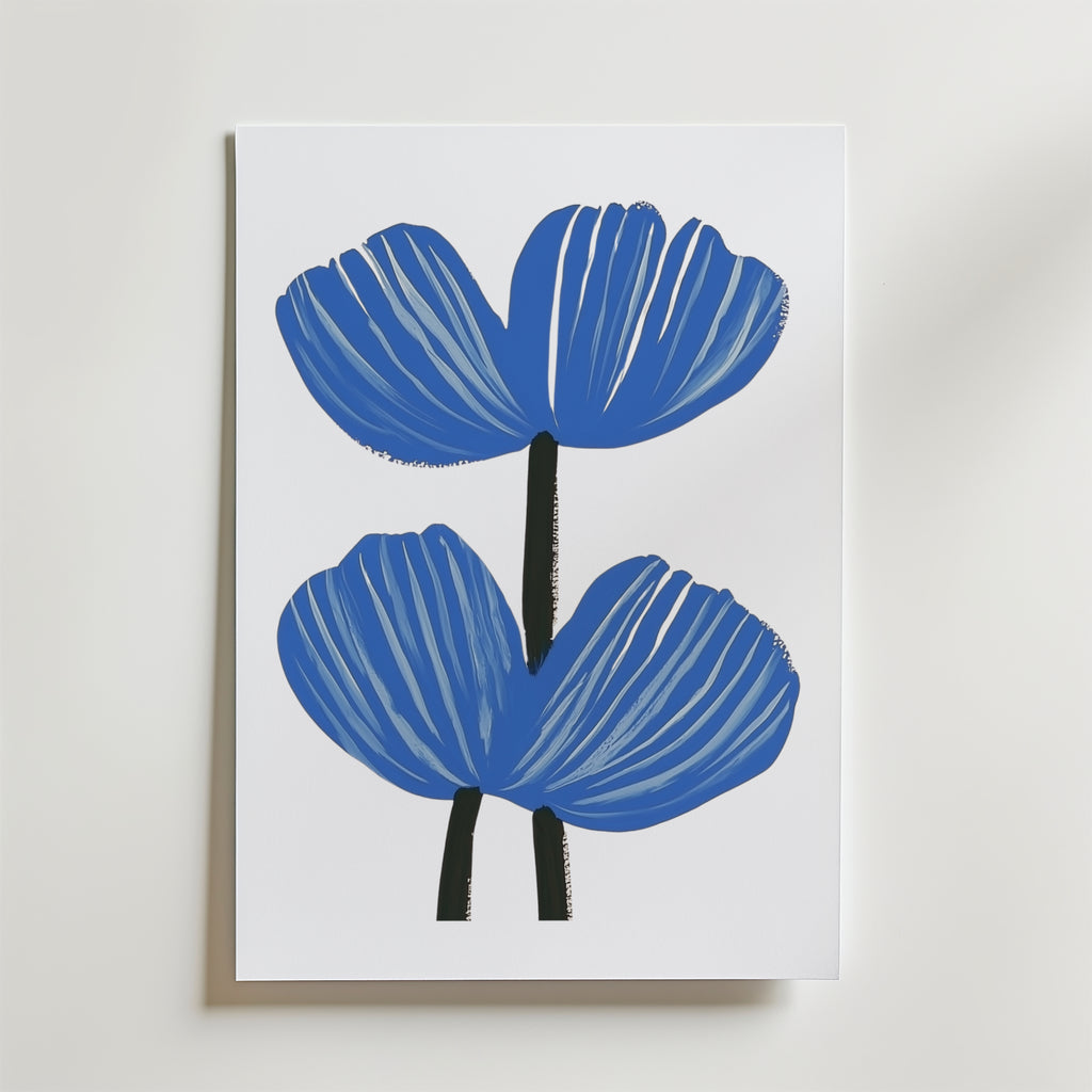 Blue floral – stilfullt konsttryck från Bozetto, tryckt på matt finpapper i hög tryckkvalitet